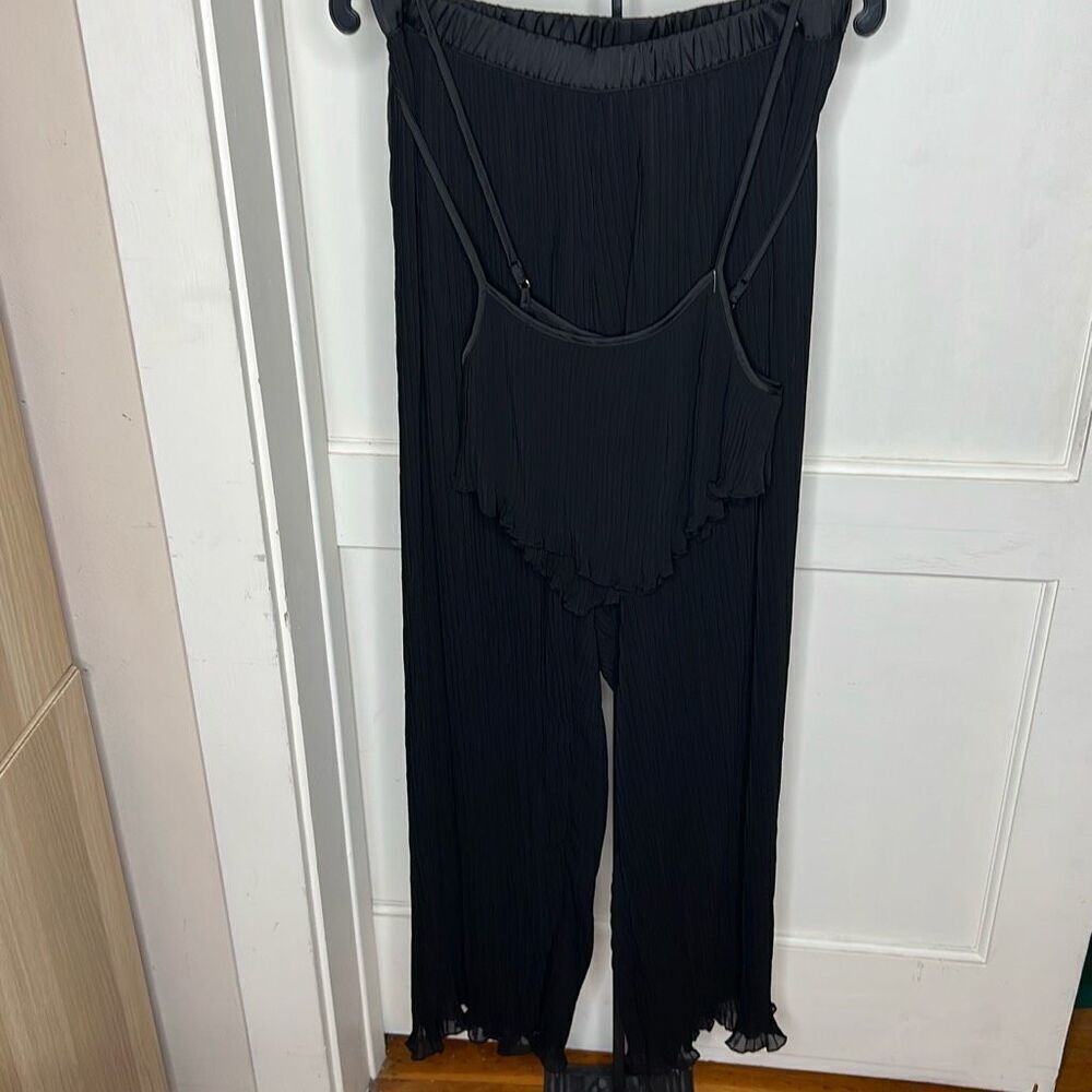 Dreamgirl Black Sheer Plisse Pleated Sleepwear Set Size Small NWOT